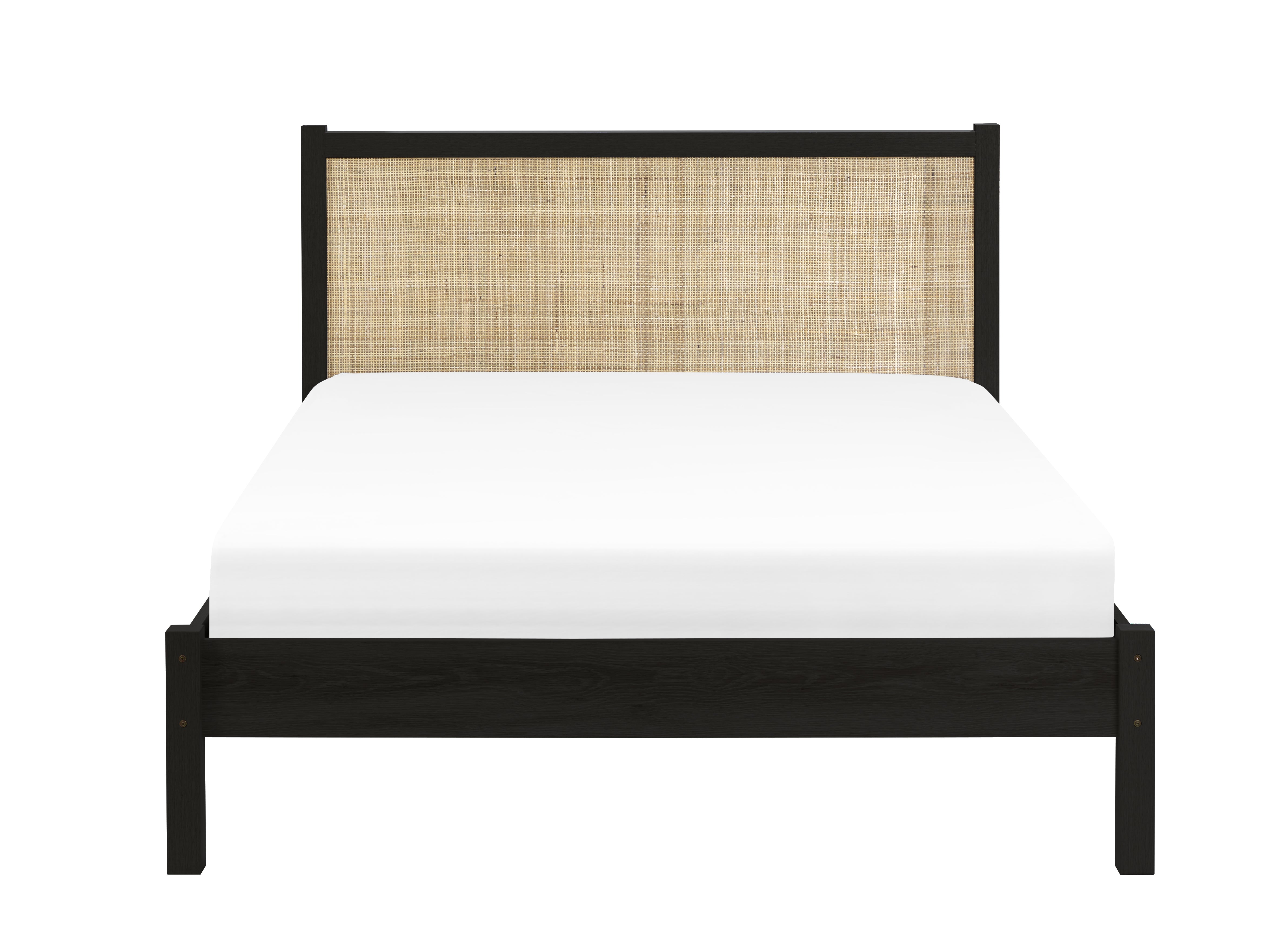 Clermont Black Oak Wood & Rattan Rattan Double Bed